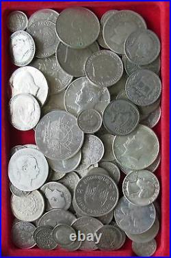 COLLECTION LOT WORLD ONLY SILVER COINS 87PC 483GR #xx22 099