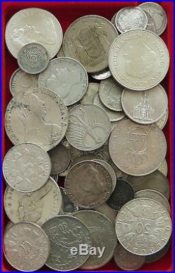 COLLECTION SILVER WORLD COINS, LOT ONLY SILVER, 55PC 634G #xx4 027