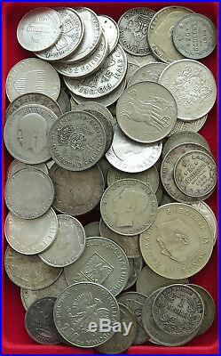 COLLECTION SILVER WORLD COINS, LOT ONLY SILVER, 73PC 617G #xx4 031