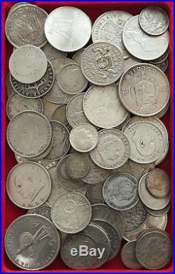 COLLECTION SILVER WORLD COINS, LOT ONLY SILVER, 79PC 591G #xx4 023