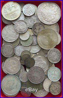 COLLECTION SILVER WORLD COINS, LOT ONLY SILVER, 84PC 555G #xx4 029