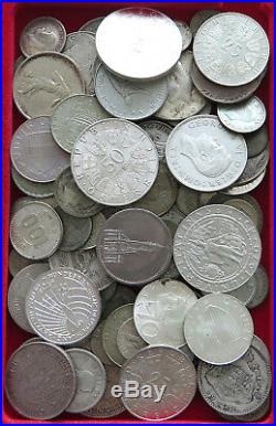 COLLECTION SILVER WORLD COINS, LOT ONLY SILVER, 85PC 559G #xx4 012