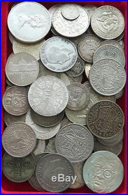 COLLECTION SILVER WORLD COINS, LOT ONLY SILVER, 90PC 657G #xx4 015