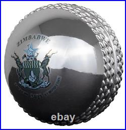 CRICKET BALL World Cup India 3D 1 Oz Silver Coin 1$ Zimbabwe 2023