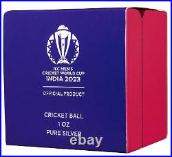 CRICKET BALL World Cup India 3D 1 Oz Silver Coin 1$ Zimbabwe 2023