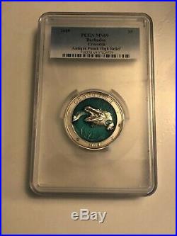 CROCODILE Underwater World 3 Oz Silver Coin 5$ Barbados 2019 PCGS Certified MS69