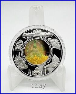 Cambodia 2003 2009 7 x 10000 Riels 7 Wonders Of The World Silver Gold Coin Set