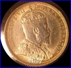 Canada 1908 large 8, 5 cents, old silver world coin BU #0146 nice lite tone