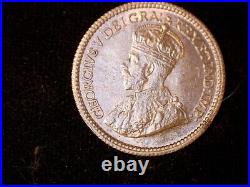 Canada 1912, 5 cents, old silver world coin BU #0163