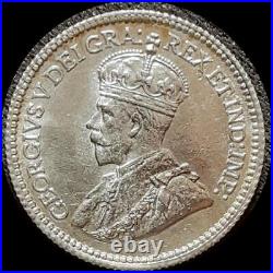 Canada 1916 5 cents, old silver world coin BU #0171