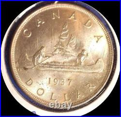 Canada 1937 $1 old silver world coin BU #0335