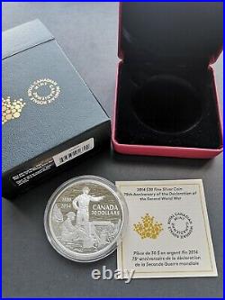 Canada 2014 $30 Fine Silver Coin 75th. Ann. Of The Second World War