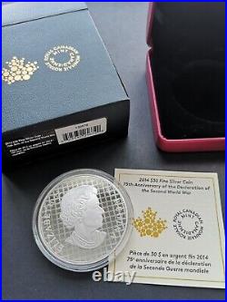 Canada 2014 $30 Fine Silver Coin 75th. Ann. Of The Second World War