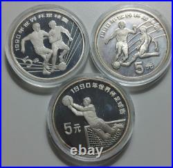China 5 yuan 1990 World Cup soccer silver coins