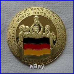 Coins 10 francs 2001 CONGO GERMANY WORLD FOOTBALL CHAMPIONS RARE
