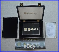 Coins of World War II Numismatic Set Plated in Silver & 22Ct Gold 5 Coin Set BOX
