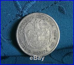 Colombia 1883 50 Centavos Silver World Coin Nice South America Bogota