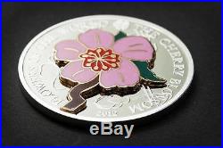 Cook Islands 2012 Flowers of the World Cherry Blossom in Cloisonné Silver Coin
