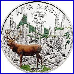 Cook Islands 2014 2$ World of Hunting RED DEER 1/2 Oz Silver Coin