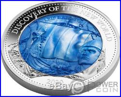 DISCOVERY NEW WORLD Mother Of Pearl 5 Oz Silver Coin 25$ Solomon Islands 2020