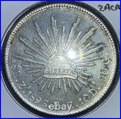 Die Cracks Error 1896 Mexico 8 Reales Bu Unc ERROR World Silver Coin SEE PICTURE