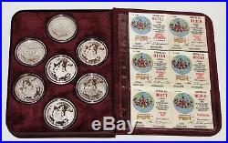 Disney Around the World 1988 Silver Proof Coins 7pc Commemorative Limited Edit