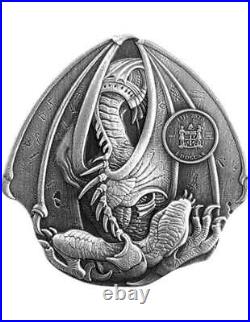EGYPTIAN DRAGON Dragons of the World Antique 1 Oz Silver Coin 1$ Fiji 2023