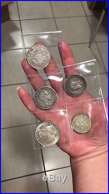 Egypt germany thaler russia prussia panama 4pc world silver coins