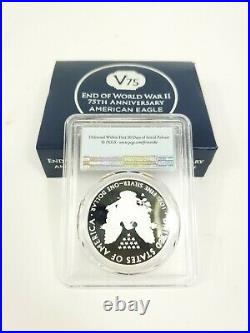 End of World War II 75th American Eagle Silver Proof Coin PCGS PR70 First Strike
