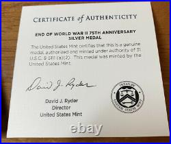 End of World War II 75th Anniversary American Eagle Silver Medal