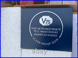 End of World War II 75th Anniversary American Eagle Silver Pf Coin IN HAND 20XF