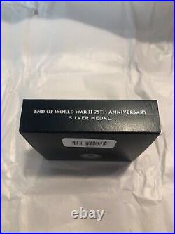End of World War II 75th Anniversary Silver Medal Coin IN HAND