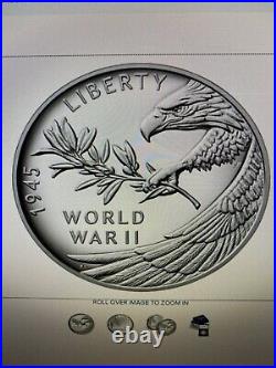 End of World War II 75th Anniversary Silver Medal Coin. In hand. 20XH