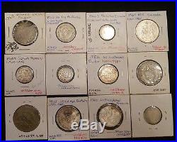 Estate Large Lot Of 12 All Different Silver Coins From Around The World (337)