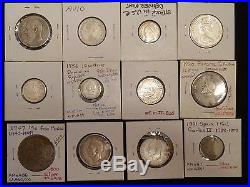 Estate Large Lot Of 12 All Different Silver Coins From Around The World (337)
