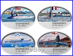 Fiji 2010 Submarines of the World Typhoon Ohio 4 x 1 Oz Silver Proof Coin Set