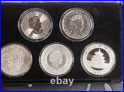 Five Silver Coins From Around The World! Silver, 5 Oz. 999