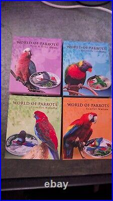 Four World of Parrots $5 World of Parrots Silver Proof Coins, Cook Islands 2014