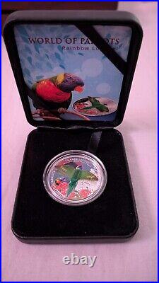 Four World of Parrots $5 World of Parrots Silver Proof Coins, Cook Islands 2014