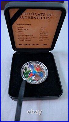 Four World of Parrots $5 World of Parrots Silver Proof Coins, Cook Islands 2014