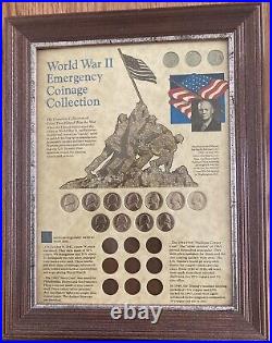 Framed World War II Emergency Coinage Collection Special Nickels and Cents