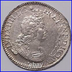 France 1704 Ecu Louis XIV Aix Mint KM# 360.25 World Silver Coin