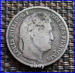 France 1843 1 Franc Rare Antique Silver World Coin