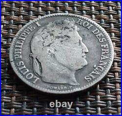 France 1843 1 Franc Rare Antique Silver World Coin