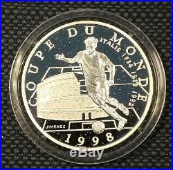 France 1996-1998 World Cup 4 proof silver coins in official case & COA's
