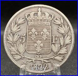 France 5 Francs 1822-A Very Fine Louis XVIII Old World Silver Coin FRA007