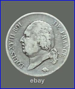 France 5 Francs 1822-A Very Fine Louis XVIII Old World Silver Coin FRA007