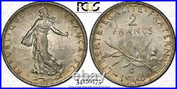 France, WWI, 2 Francs 1914-C, Castelsarrasin, Silver, PCGS MS64, Temporary Mint