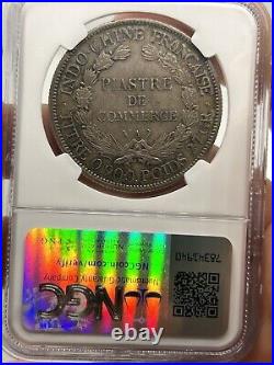 French Indochina 1900-A Piastre NGC AU-50! Rare World Coin Crown Size