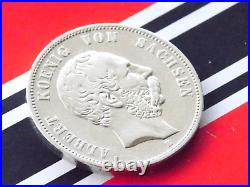 GERMAN 5 MARK 1876 E States SAXONY King Albertine Silver Coin EMPIRE WW1 +RARE+